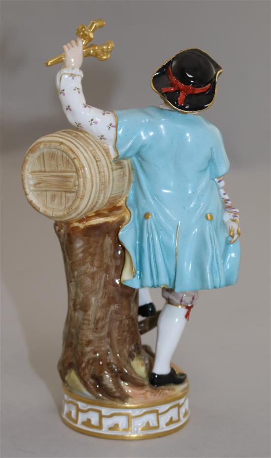 A Meissen figure of a young wine maker, late 19th century, after the model by Acier, 18cm